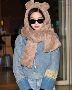 Bonnet Oreilles d' Ours Echarpe Jennie Black Pink Hiver Jentle Garden