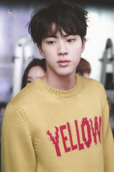 Pull Laine Imprimé Yellow Jaune Jin BTS Kpop Mode Coréenne Homme Femme