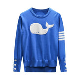 Pull Bleu Tricot Baleine Blanche Jin BTS Mode Coréenne Redingote