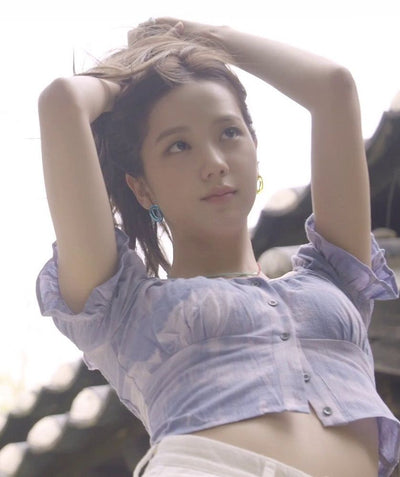 Chemisier Bleu à Manches Bouffantes tie-dye Cardigan Jisoo BlackPink