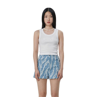 Débardeur Curetty Joy Red Velvet Top Brodé en Coton Blanc Kpop Mode