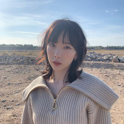 Pull Ample Tricot Côtelé Col montant oversize Taeyeon SNSD Mode KPop