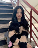 Pull Chaud Ample à Motif Rayé Jisoo BlackPink Mode Coréenne Oversize