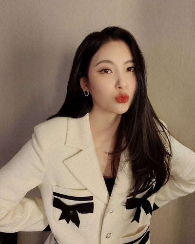 Veste Chic Noeuds Noirs Sunmi Kpop Idole Solo Artist Col Costume