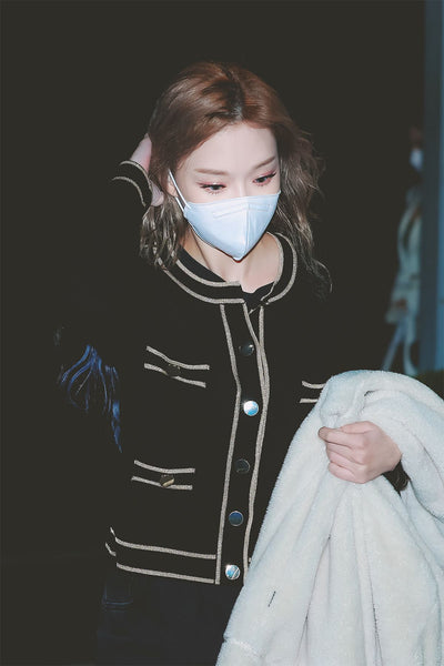 Veste Cardigan Col Rond Chic Winter Aespa Mode Femme Music Bank K Pop