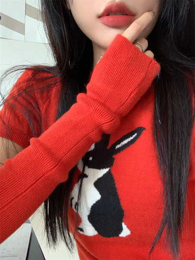 Pull Avec Manches Coupées Motif Lapin Mode Coréenne Leeseo IVE S Cawaii