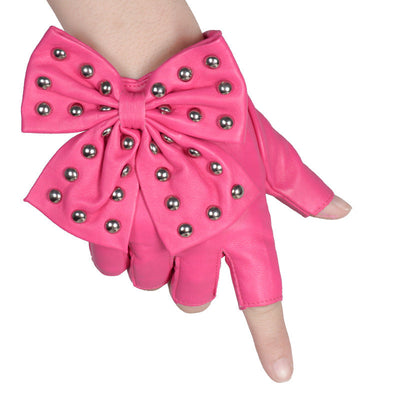 Gants Mitaine Cuir avec Grand Ruban Accessoire Yena Smartphone Kpop MV