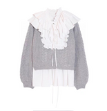 Pull Tricot Oversize avec grand col Jabot et Lacet WonYoung Izone Ive