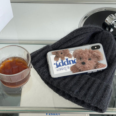 Coque Telephone iPhone Transparente Caniche Chien Peluche Rei Ive Kpop