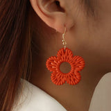 Boucles Oreilles Fleur Pétales Orange Mode Femme Xiaoting Kep1er Bijoux