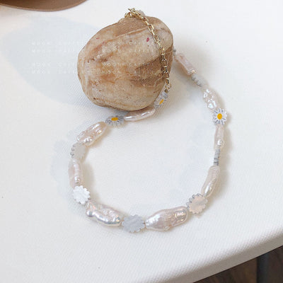 Collier Fleur Marguerite Chaîne Bijoux NingNing Aespa Kpop Mode Femme