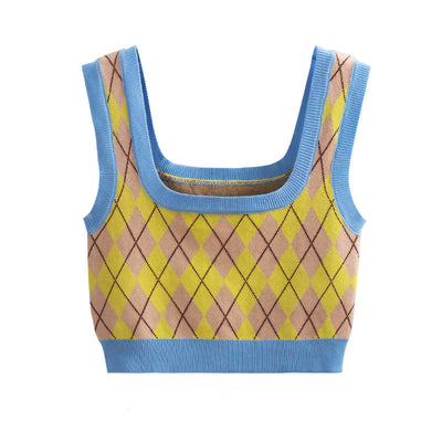 Crop Top à Losange Rose Sexy Taeyeon Tenue Casual Sportswear Mode Kpop