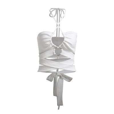 Crop Top Bandages Croisées Sexy Jennie Kim BlackPink Coachella Mode Ete