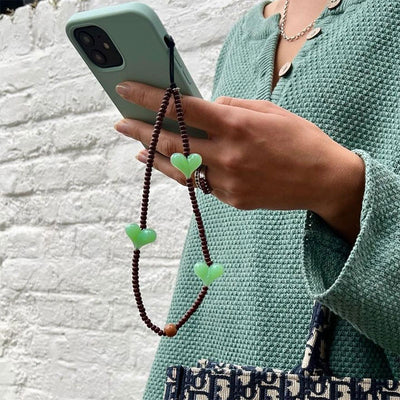 Dragonne Marron Téléphone Portable Trois Coeurs Vert Jennie BlackPink