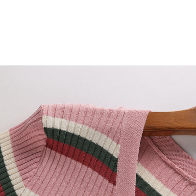 Cardigan Polo Col V A Rayures Tri Bandes Seunghee Oh My Girl Mode Femme