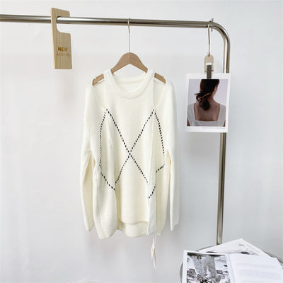 Pull Noir Losanges Coutures Blanc Jisoo BlackPink Mode Fashion Week Paris