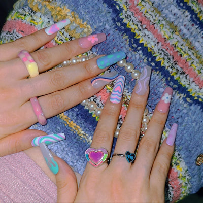 Bague Ajustable et Fluorescente Coeur Couleur Fluo Pastel Sunmi K Pop