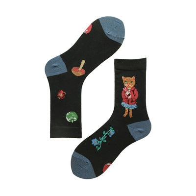 Paire de Chaussettes Mignon Lapin Clown et Motifs Colorés Lisa BlackPink