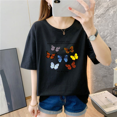 T Shirt Papillon été Butterflies Fly With Them Shuhua G Idle
