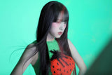 Belle Robe Vert Fluo Tricot Grande Fraise Mode Kpop Yena Cosmopolitan