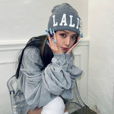 Bonnet Gris Tricot Lalisa Jisoo BlackPink Lisa Album Solo LALISA