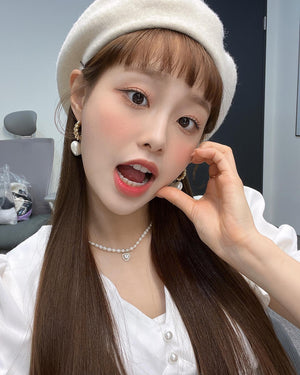 Boucles d' Oreille Coeur Nacre Torsade Doré Chuu Loona Mode Femme Bijou