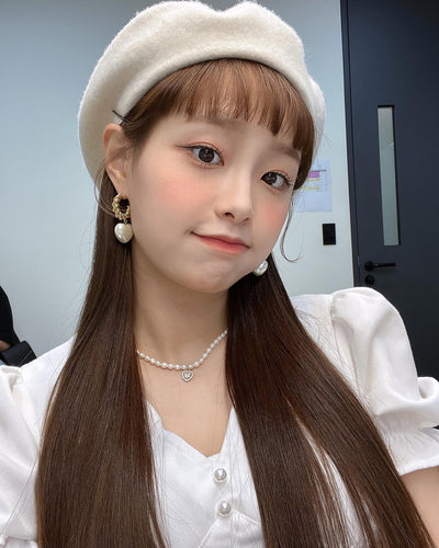 Boucles d' Oreille Coeur Nacre Torsade Doré Chuu Loona Mode Femme Bijou