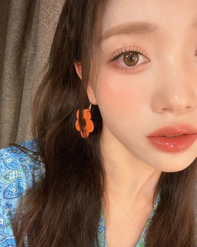 Boucles Oreilles Fleur Pétales Orange Mode Femme Xiaoting Kep1er Bijoux