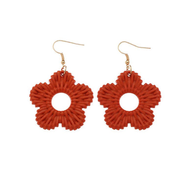 Boucles Oreilles Fleur Pétales Orange Mode Femme Xiaoting Kep1er Bijoux