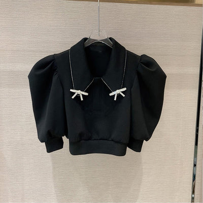 Crop Top Manches Bouffantes Noeud Comeback Showcase Savage Giselle Aespa