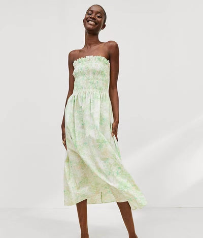 Robe Longue Ete Jaune Bustier Sans Manches Mode Femme Yena Kpop