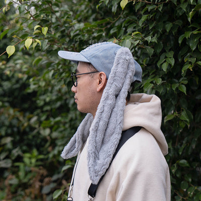 Casquette en Jean Déchiré avec 2 Grandes Oreilles de Lapin NewJeans Mode Kpop