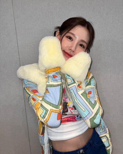 Cardigan Veste Elégante Style Art Abstrait Pastel Miyeon G I Dle Mode