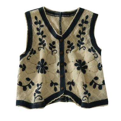 Cardigan Noir Blanc Brodé Fleurs Pétales StayC J Mode Femme Style Coréen