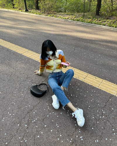 Cardigan Tricoté Coucher Soleil Couleur Pastel House of Sunny Lisa Kpop