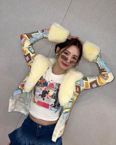 Cardigan Veste Elégante Style Art Abstrait Pastel Miyeon G I Dle Mode