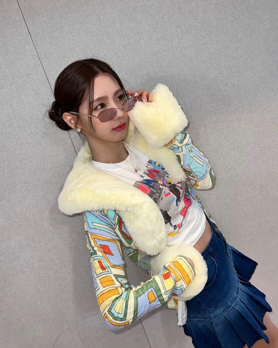 Cardigan Veste Elégante Style Art Abstrait Pastel Miyeon G I Dle Mode