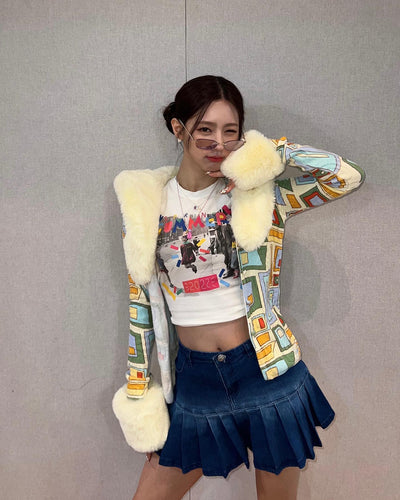 Cardigan Veste Elégante Style Art Abstrait Pastel Miyeon G I Dle Mode