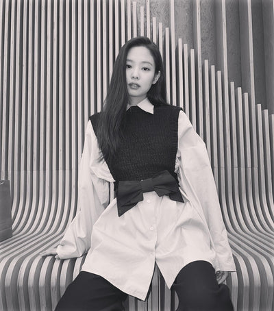Ceinture Grand Noeud Noir Jennie BlackPink Mode Coréenne Game Caterers2