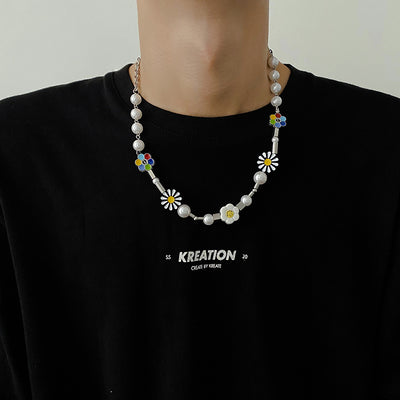 Collier Tulipe et Pétales Multicolor Smiley Peace Hongjoong ATEEZ Bijou