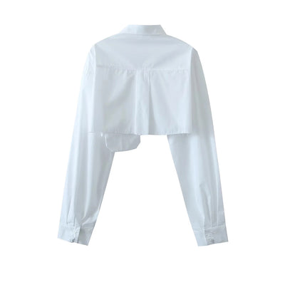 Chemise Crop Top Blanche Grande Poche Winter Aespa Mode Femme Aeroport