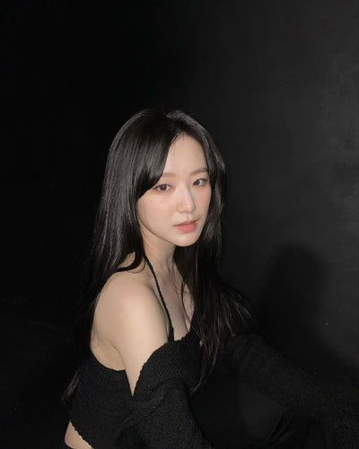 Chemisier Style Crop Top en deux pièces tricoté Noir Shuhua G Idle