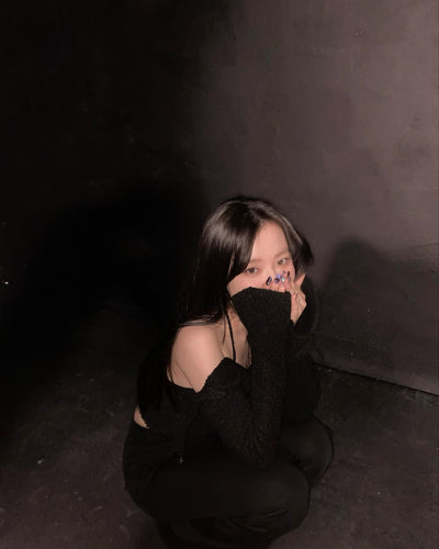 Chemisier Style Crop Top en deux pièces tricoté Noir Shuhua G Idle