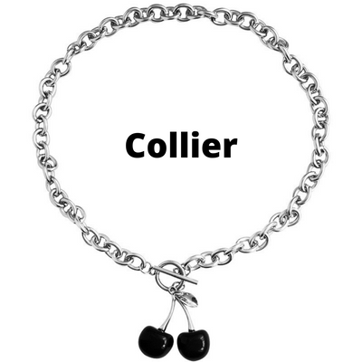 Collier Cerise Noire Mode Chaîne Épaisse Eunha Viviz Kpop Mode Bijou