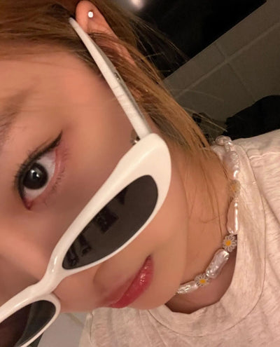 Collier Fleur Marguerite Chaîne Bijoux NingNing Aespa Kpop Mode Femme