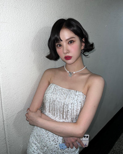 Collier Papillon à Strass et Perles Eunha Viviz Bijou Femme Mode Kpop