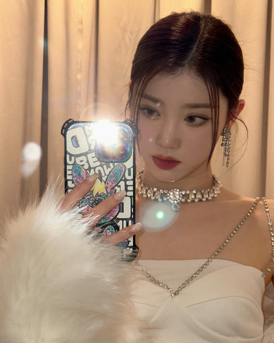 Collier Perles et Faux Diamants Strass Xiaoting Kep1er Mode Femme Bijou