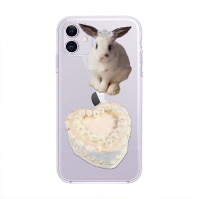 Coque iPhone Mignon Lapin avec Couronne et Gateau Miyeon G idle Kpop
