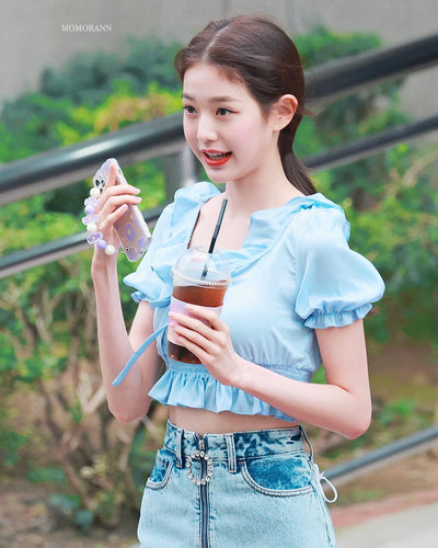 Coque Portable Transparente avec Dragonne Fleurs Violet Ive Wonyoung