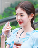 Coque Portable Transparente avec Dragonne Fleurs Violet Ive Wonyoung